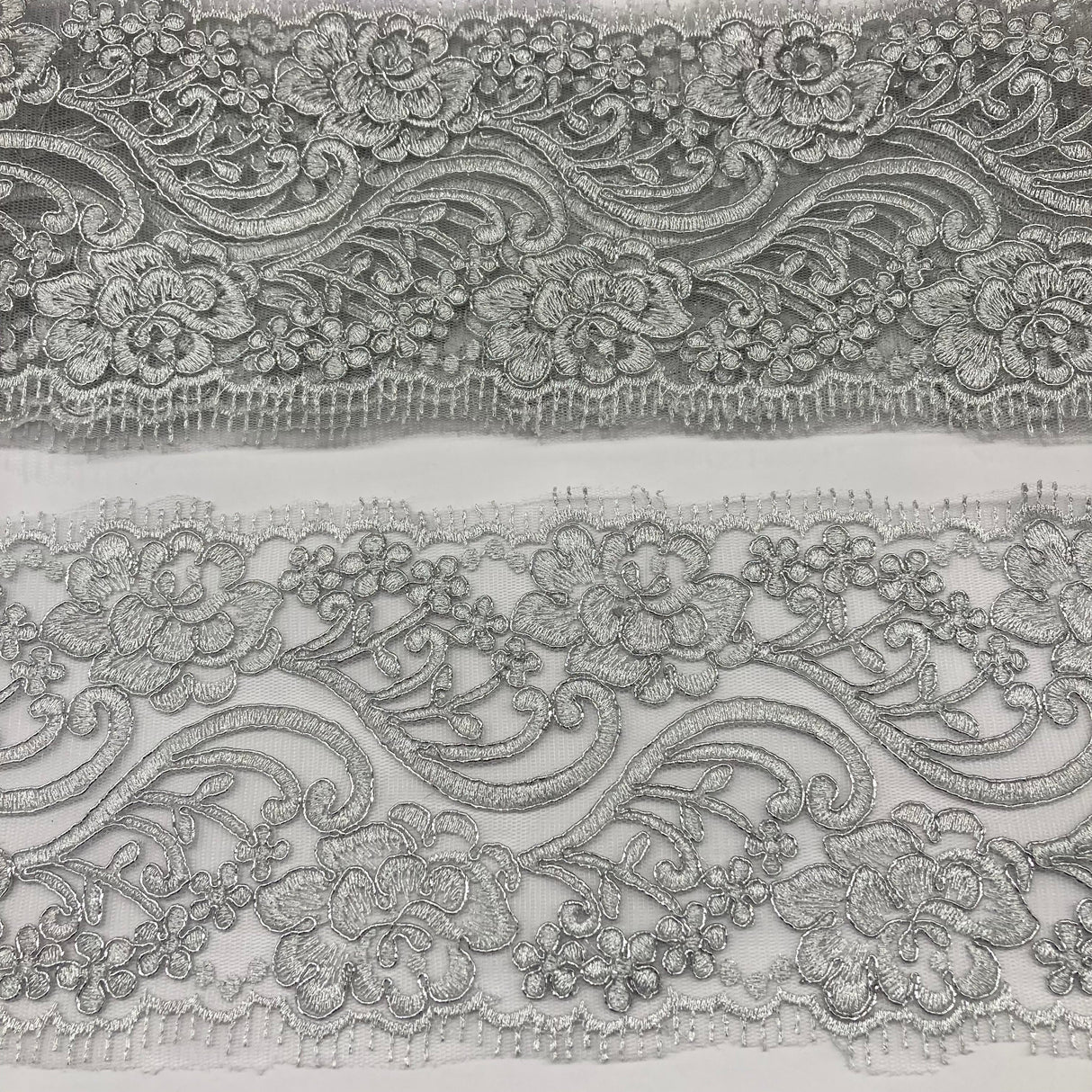 Corded Embroidered Lace Trim 4" Double-Sided