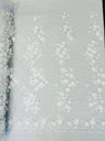 Scarlet 3D Floral Design Lace Fabric - Embroidered Beaded Mesh Lace, Double Scallop, 54" Width (1 Yard)