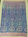 Paisley Sequin Design 4 Way Stretch Mesh Fabric - Nude Paisley Embroidered Iridescent Sequins, 48-50" Width, 36" Length (1 Yard)