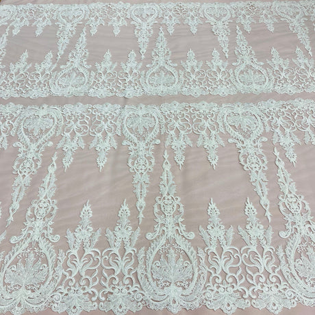 Beaded Corded Bridal Lace Fabric
