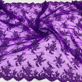 Corded Bridal Lace Fabric on Polyester Net Mesh