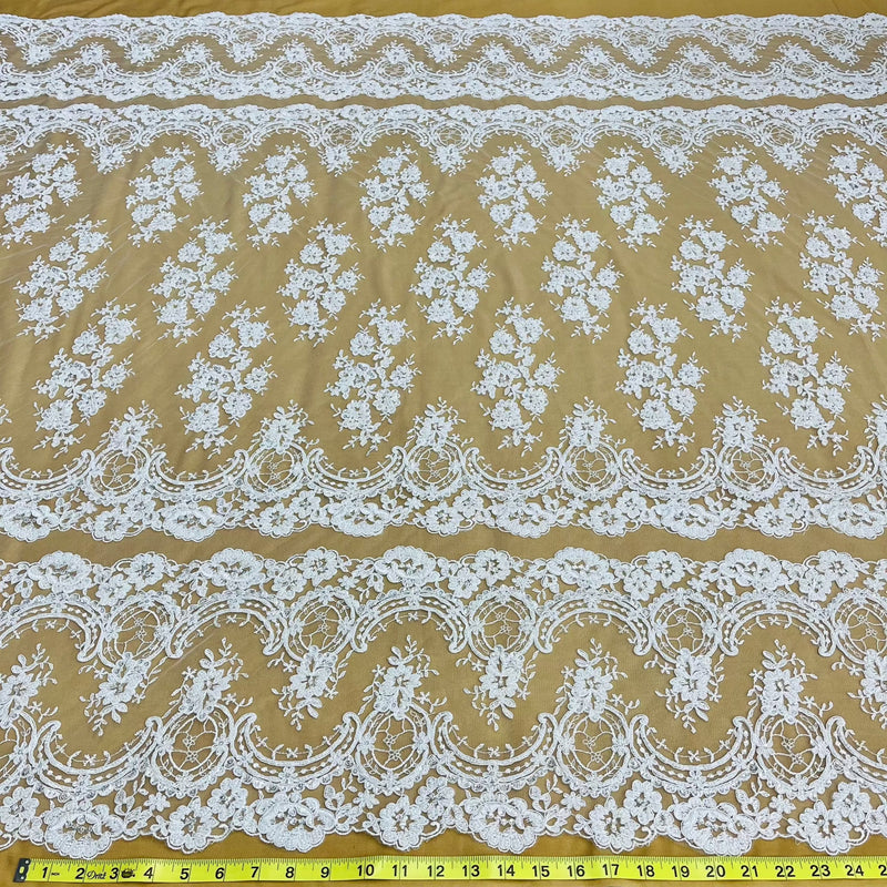 Beaded Corded Bridal Lace Mesh