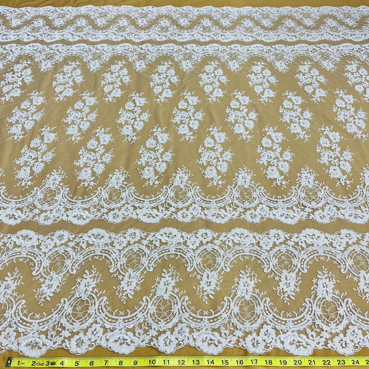 Beaded Corded Bridal Lace Mesh