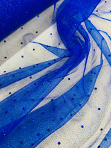 Glitter Mesh Fabric with Scattered Rhinestones