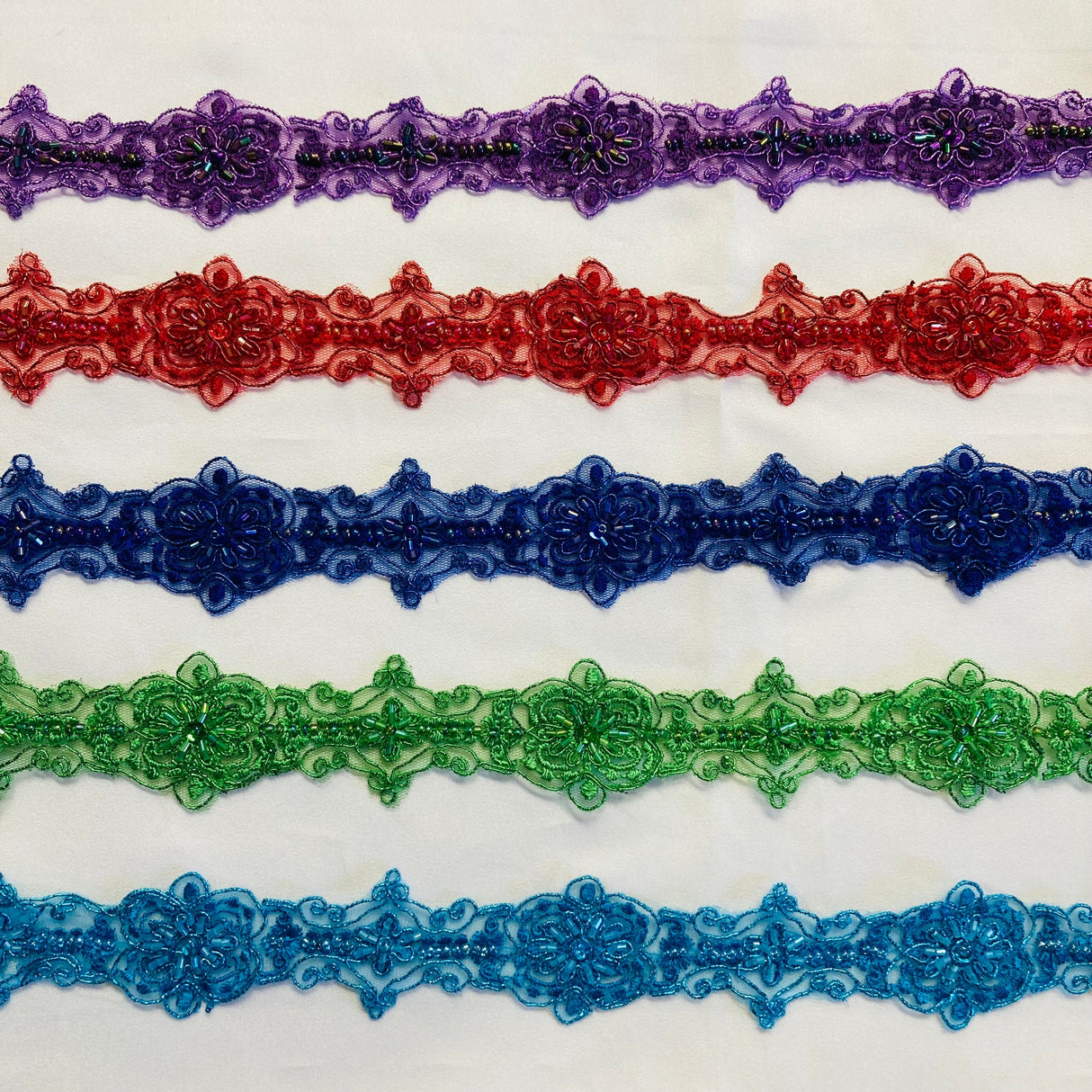 Beaded Corded Lace Trimming 2" Wide