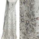 Beaded Sequined Lace Fabric - Embroidered Net Mesh, White, Ivory, Gold Metallic, Silver Metallic, 54" Width (1 Yard)