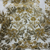 Beaded Lace Embroidered Mesh Gold Silver