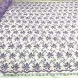 Beaded Lace Fabric on Polyester Net Mesh 53"