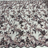 1 Yard Beaded Rhinestone 3D Floral Lace Fabric Embroidered 100 Percent Polyester Net Mesh 50 inch Width