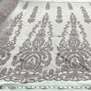 Beaded Lace Fabric Embroidered On 100 Percent Polyester Net Mesh - Ice Blue, Beaded Embroidered Lace, 54" Width (1 Yard)