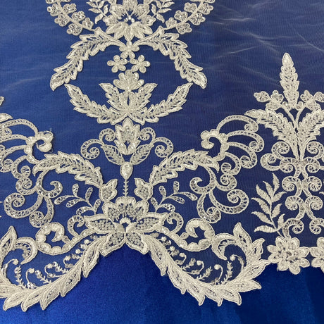 Beaded Corded Bridal Lace White Ivory