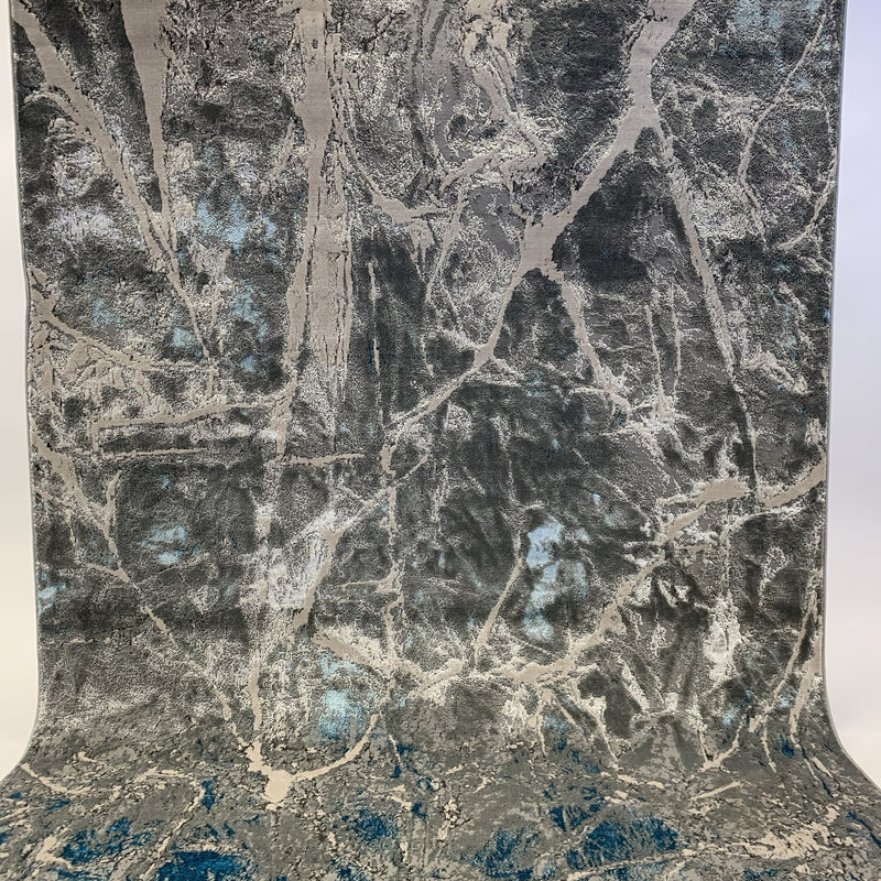 Maximus Collection Polyester Viscose Area Rug - Blue Platinum Metallic, 5' 3" X 7' 5", 7'6" X 10'3" (1 Piece)