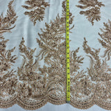 Beaded Corded Bridal Lace Fabric