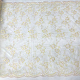 1 Yard Embroidered Lace Fabric on Polyester Net Mesh Ivory Silver for Bridal and Evening Gowns – 51"
