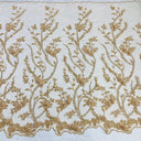 1 yarda de encaje floral 3D exquisito con cuentas bordado sobre malla de poliéster