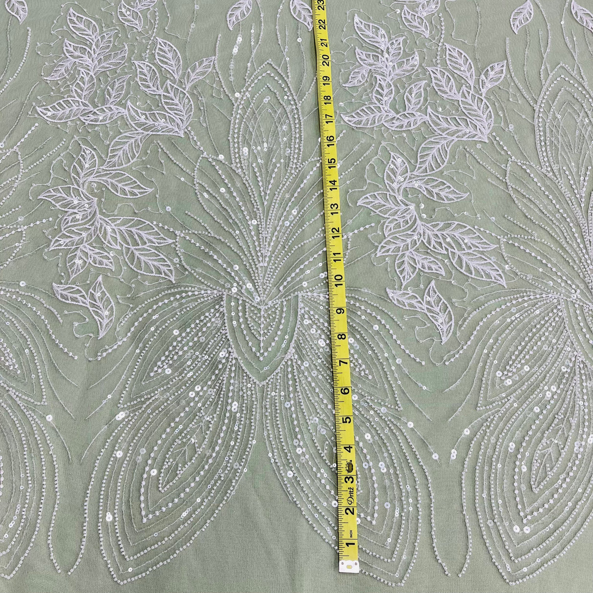 Beaded Lace Fabric on Polyester Net Mesh