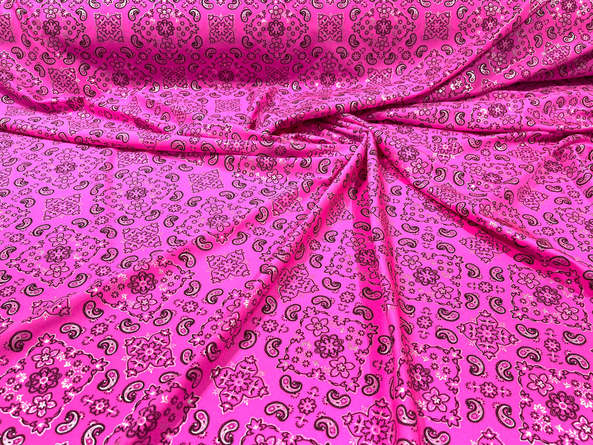 Bandanna Print Nylon Spandex Fabric - Bandanna Print, 58" Width (1 Yard)