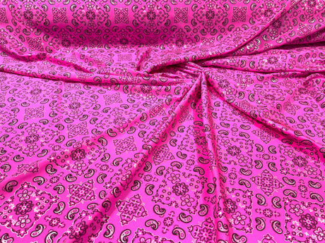 Bandanna Print Nylon Spandex Fabric - Bandanna Print, 58" Width (1 Yard)