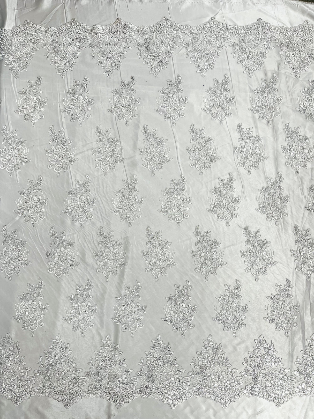 Camila Embroider Floral Damask Lace Fabric - Floral Damask, 54" Width (1 Yard)