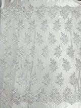 Camila Embroider Floral Damask Lace Fabric - Floral Damask, 54" Width (1 Yard)