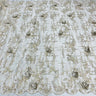 1 Yard Beaded Rhinestone 3D Floral Lace Fabric Embroidered 100 Percent Polyester Net Mesh 50 inch Width
