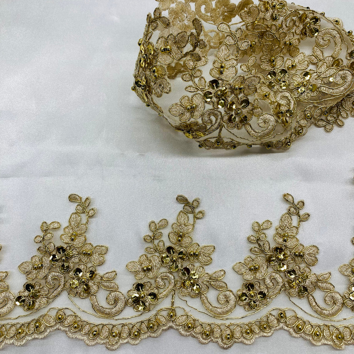 Beaded Corded Lace Trim