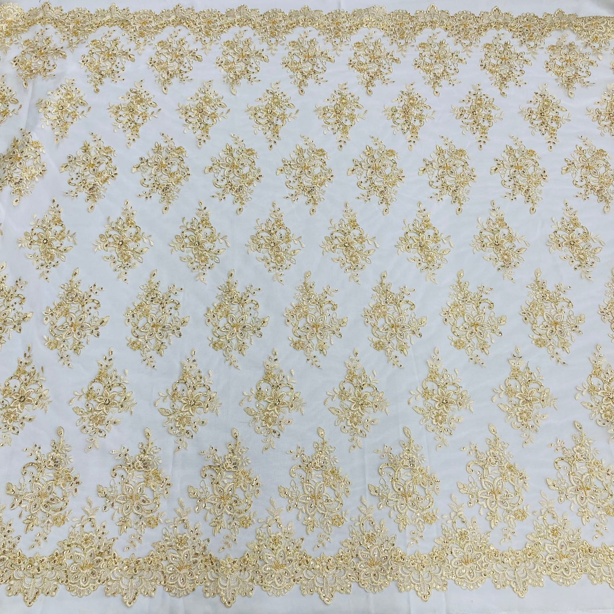 Beaded Corded Bridal Lace Fabric 54"