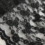 Beaded Corded Floral Lace Fabric 56"