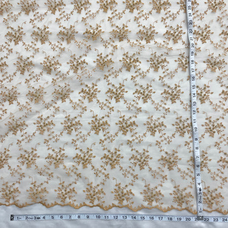 Beaded Lace Fabric on Polyester Net Mesh 53"