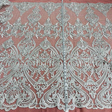 1 Yard Ivory Corded Bridal Lace Fabric Embroidered on 100 Percent Polyester Net Mesh 54 Inch Width