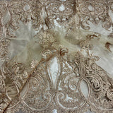 1 Yard Beaded Lace Fabric Embroidered on 100% Polyester Net Mesh – 50" Wide