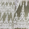 1 Yard Corded Bridal Lace Fabric Embroidered on 100 Percent Polyester Net Mesh Gold