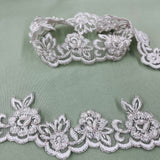 Beaded Corded Lace Trim on Polyester Net Mesh