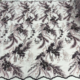 3D Floral Lace Fabric Beaded Rhinestone Embroidered