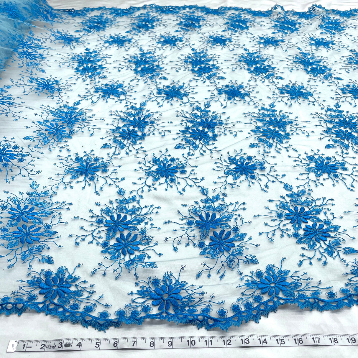 Embroidered Floral Lace Fabric 100% Polyester Net Mesh 52"
