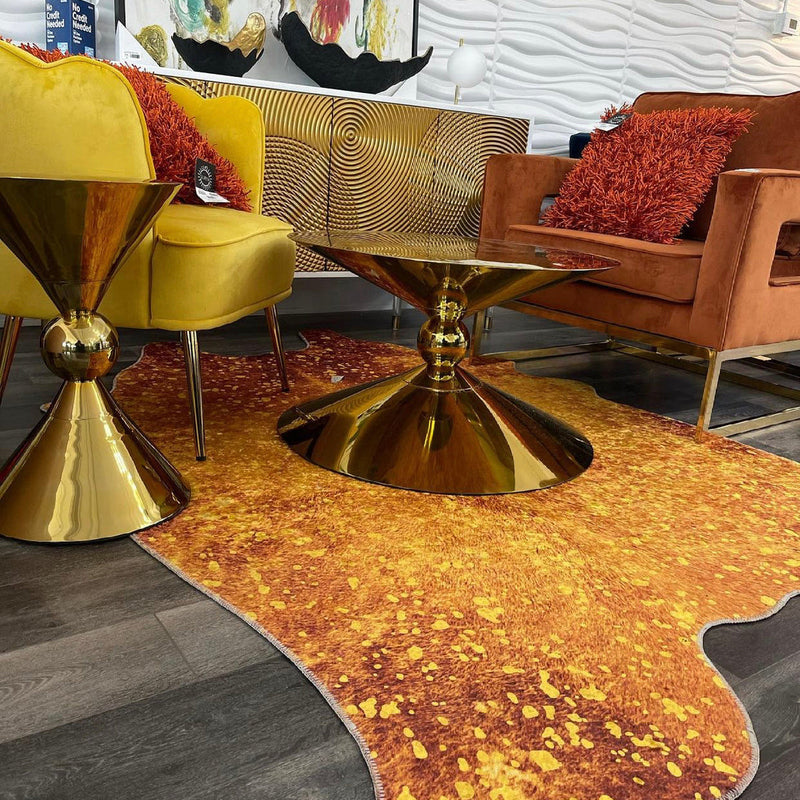 Vegan Metallic Shiny Glow Faux Hide Area Rug/Carpet