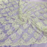 1 Yard Corded Bridal Lace Fabric Embroidered 100 Percent Polyester Net Mesh 50 inch Width