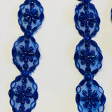 Beaded Corded Lace Trim 100% Polyester Net Mesh 1.5"