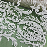 Bridal Lace Fabric Corded Embroidered 48"