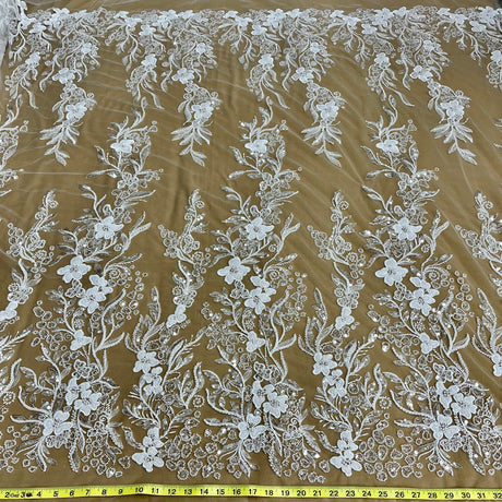 Beaded Embroidered Lace Fabric