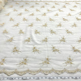 1 Yard - Beaded Lace Fabric Embroidered on 100% Polyester Net Mesh - Ivory - 52" Wide