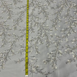 Beaded 3D Floral Lace Fabric Ivory Silver