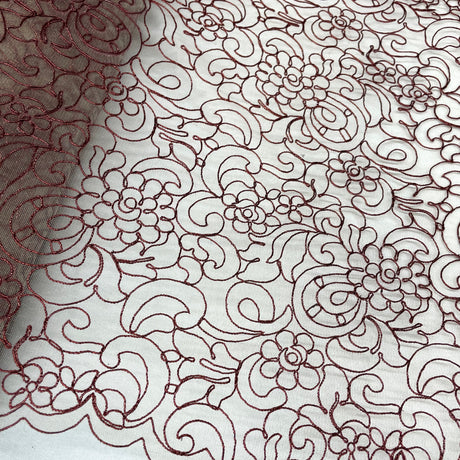 Embroidered Corded Lace Mesh Sky Blue