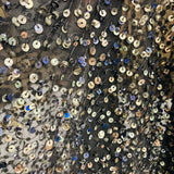 Sequined Lace Fabric Embroidered On 100 Percent Polyester Chiffon - Black, 54" Width (1 Yard)