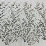 Beaded Lace Fabric on Polyester Net Mesh