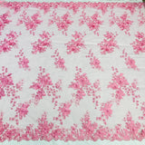 Beaded 3D Floral Lace Fabric - Embroidered On 100% Polyester Net Mesh, 52" Width, Multi Color (1 Yard)
