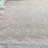 Beaded Lace Fabric Embroidered Mesh Ivory Silver