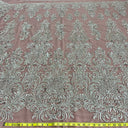 Beaded Lace Fabric on Polyester Net Mesh