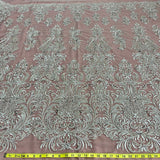 Beaded Lace Fabric on Polyester Net Mesh