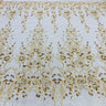 1 Yard Exquisite Beaded Lace Fabric Embroidered on 100% Polyester Net Mesh White